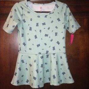 NWT peplum owl print top